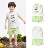 Smiley Face Baby Short Sleeve Suit Boys' Quick-Drying T-shirt Summer Clothes Children's Pants  New Children's Clothing Western Style