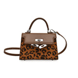 GOOSUDU 2025 Retro leopard print handbag women's popular new trend fashion Kelly bag niche high-end versatile shoulder women's bag