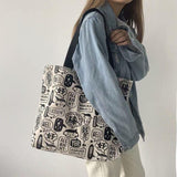 Women's Bag  New Korean Style Fashionable One-Shoulder Canvas Bag Large Capacity Harajuku Japanese Style Ulzzang Shopping Fu