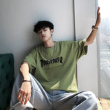 GOOSUDU T-shirt Men's Fashion Brand Korean Style Hong Kong Style Trendy Internet Celebrity Clothes Men's Half-Length Sleeves Ins Short Sleeve Men's Loose Clothes