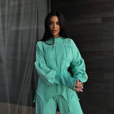 GOOSUDU New 2025 solid color sweater set round neck pullover top split straight pants fashion casual two-piece set wholesale