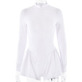 2025 style New hot-selling sexy tight short skirt onesie autumn new women's crew neck long-sleeved zipper bottoming shirt