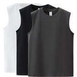 GOOSUDU Men's 230G Solid Color Cotton Vest Sleeveless Sports Casual round Neck Waistcoat Outerwear T-shirt Base Shirt Loose