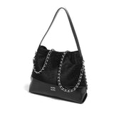GOOSUDU 2025 New large-capacity versatile tote bag trendy premium bucket bag soft leather chain single shoulder oblique span bag