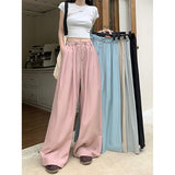 GOOSUDU Summer New Korean Style Loose Relaxed Casual Pants Women's Ice Silk Cool Drawstring Loose Wide Leg Pants