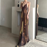 2025 Spring and summer popular new fashion temperament thin cold elegant ink Dunhuang suspender casual dress