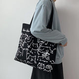 Women's Bag  New Korean Style Fashionable One-Shoulder Canvas Bag Large Capacity Harajuku Japanese Style Ulzzang Shopping Fu