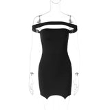 GOOSUDU  New autumn new street-style sexy tube top solid color splicing neck hip-wrapped Spice Girl short dress