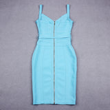 New Summer European and American New Sexy Fashion Deep V Strap Stretch Stretch Slim Sheath Bandage One-Piece Dress