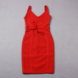 New Summer European and American New Sexy Fashion Deep V Strap Stretch Stretch Slim Sheath Bandage One-Piece Dress