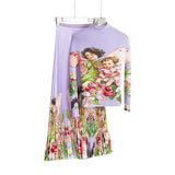 2025 Change the picture, OEM processing, custom fashion women's clothing, personalized suit, autumn clothing, new pleated top, skirt two-piece set