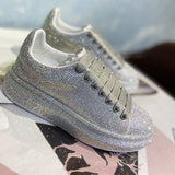 Autumn Leather Women Shoes New Style Fashion Pink Platform Shoes Ins Platforms Sneakers Tide Shine Bling Rhinestone Shoes