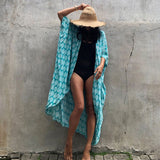 Beach Cover Ups for Swimwear Women Black Tie Dye Kimono Swimsuit Cape Summer Dress Beachwear Outfits Sales