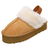 Winter Women Fur Slippers Warm Boots Platform Flip Flops  New Short Plush Flats Home Cotton Shoes Suede Mules Ladies Boots