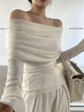 Off-the-shoulder French One-shoulder Sweater Women's New Design Autumn Winter Knitt Undershirts