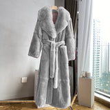 New Imitation Fur Coats Women's Winter Mid-length Lace-up Jackets Fashion Big Size Long Sleeve Thicken Black Overcoat