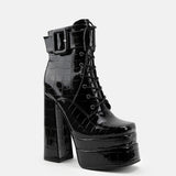 goosudu  Platform Ankle Boots For Women Lace Up Brand New Chunky Heel Fashion Sexy High Quality Shoes Buckle Autumn Popular New