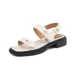 New Summer Sandals Women Shoes Chunky Heel Open Toe Retro Sandals for Women Handmade Retro Leather Women Sandals