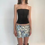 Women Mini Skirts Sexy Hot Girl Sequined Light-Reflecting & Short Type Sheath Skirt Carnival Party Clothings New Dress