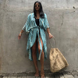 Beach Cover Ups for Swimwear Women Black Tie Dye Kimono Swimsuit Cape Summer Dress Beachwear Outfits Sales