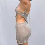 Sexy Spaghetti Strap See Through Mini Dress New Summer Fashion Elegant Sleeveless Backless Beach Cover Up Dresses for Women