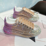 Autumn Leather Women Shoes New Style Fashion Pink Platform Shoes Ins Platforms Sneakers Tide Shine Bling Rhinestone Shoes