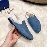 woloong  Rear elastic belt half slippers women summer wear Muller shoes new flat sandals