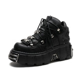 Autumn and winter new women's shoes fashion british Street style Lace up design knight Martin locomotive short boots 41