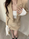 2 Piece Dress Set Women Casual Y2k Crop Tops Elegant Jacket Coats + Mini Skirts Korean Fashion Suits  Autumn Blazers Dress