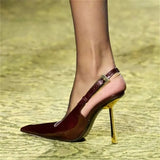 Pointed Thin Heel Sexy Fashion Show High Heel Sandals  New One Line Buckle Strap European American Size 34-43 Women's Shoes