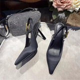 Pointed Thin Heel Sexy Fashion Show High Heel Sandals  New One Line Buckle Strap European American Size 34-43 Women's Shoes
