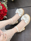 woloong  High Heels Women Mary Janes Lolita Shoes Retro Dress Thick Pumps Summer Sandals  New Party Bow Ladies Shoes Prom Zapatos