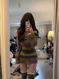 Winter Slim Stripe Knitted Dress Women Vintage Sweater Party Mini Dress Female Korean Fashion Elegant One Piece Dress New