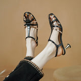 Elegant Thin High Heels Women Sandals Summer Fashion Narrow Band Ankle Strap Mature Office Ladies Party Shoes Woman  New