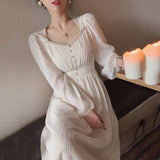 goosudu 2024 Summer New Women Fashion Elegant White Midi Dresses Vintage Princess Female Party A Line Clothes Vestdios