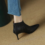 New Women ankle boots natural leather 22-24.5cm Embossed Fetal cowhide full leather modern boots high heel short boots
