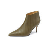 New Women ankle boots natural leather 22-24.5cm Embossed Fetal cowhide full leather modern boots high heel short boots