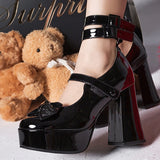 New Women Mary Janes High Heels Shoes Chunky Sandals Summer Fashion Retro Bow Lolita Shoes Party Platform Pumps Zapatos