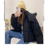 Winter new Korean style fluffy hooded bread down jacket women thick loose short jacket