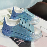 Autumn Leather Women Shoes New Style Fashion Pink Platform Shoes Ins Platforms Sneakers Tide Shine Bling Rhinestone Shoes