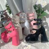 New Women Mary Janes High Heels Shoes Chunky Sandals Summer Fashion Retro Bow Lolita Shoes Party Platform Pumps Zapatos