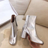 goosudu Luxury Brand Designer Split Toe Ankle Boots New Fashion Chunky Round High Heels Women Boots Winter Tabi Shoes Short Boots