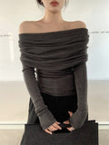 Off-the-shoulder French One-shoulder Sweater Women's New Design Autumn Winter Knitt Undershirts