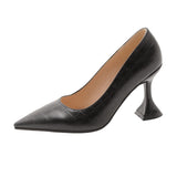 High Heels Sexy Women Spring New PU Leather Pointed Wine Cup Heel Dress Party Pumps Black Shoes for Women Plus Size 42 43