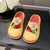 Women Candy Color Flower New Slippers Summer Thick Sole Outdoor Cute Hollow Breathable Fashion Leisure Shoes Women Slippers