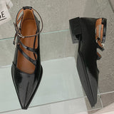 New Autumn Spring Fashion Pointed Toe Ladies Low Heel Sandals Buckle Strap Outdoor Female Casual Shallow Women Pumps Shoes