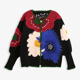 Vintage Flower Embroidery Knitted Top High Quality Women Fashion Cardigan Autumn/Winter New in Chic Sweater Coat Christmas New Year