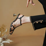 Elegant Thin High Heels Women Sandals Summer Fashion Narrow Band Ankle Strap Mature Office Ladies Party Shoes Woman  New