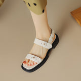 New Summer Sandals Women Shoes Chunky Heel Open Toe Retro Sandals for Women Handmade Retro Leather Women Sandals