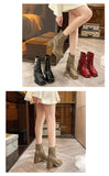 Ankle Boots Women New Fashion Sexy Patent Leather Thick High Heel Cute Gothic White Platform Boots Red Shoes Big Size 43